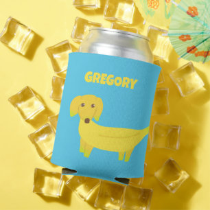 かわいいバナナドッグパーソナライズされた 缶クーラー