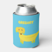 かわいいバナナドッグパーソナライズされた 缶クーラー (缶正面)