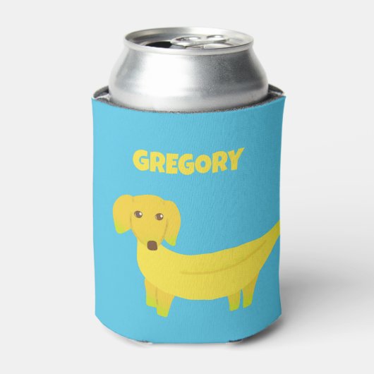 かわいいバナナドッグパーソナライズされた 缶クーラー (缶正面)
