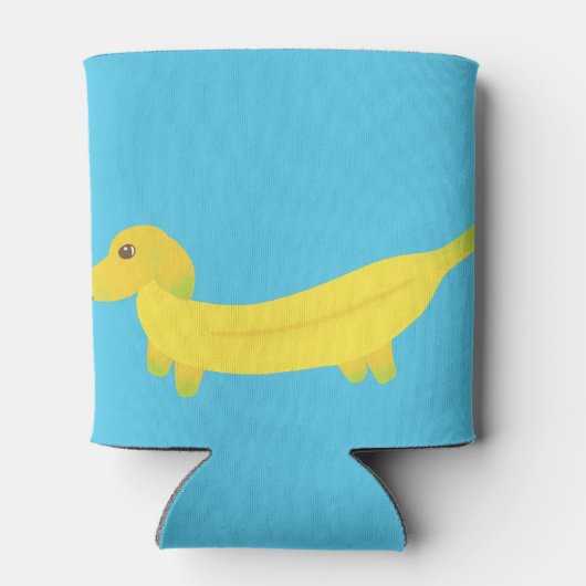 かわいいバナナドッグパーソナライズされた 缶クーラー (裏面)