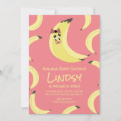 かわいいバナナピンクガールズベビーシャワー招待状 招待状 (正面)