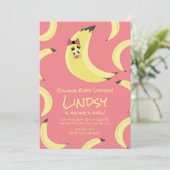 かわいいバナナピンクガールズベビーシャワー招待状 招待状 (スタンド正面)