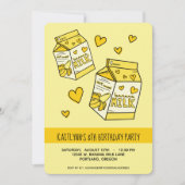 かわいいバナナミルク誕生日パーティー 招待状 (正面)