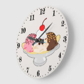 かわいいバナナ割りアイスクリーム ラージ壁時計 (傾斜)