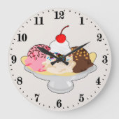 かわいいバナナ割りアイスクリーム ラージ壁時計 (正面)
