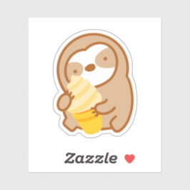 かわいいバニラアイスクリームコーンのナマケモノ シール