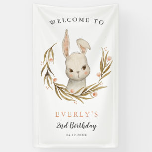 かわいいバニーうさぎの女の子誕生パーティー歓迎 横断幕