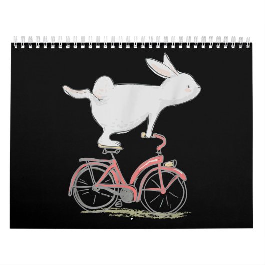 かわいいバニーうさぎオンバイクサイクリング自転車 カレンダー (カバー)