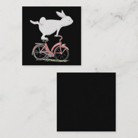 かわいいバニーうさぎオンバイクサイクリング自転車 スクエア名刺 (正面/裏面)