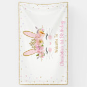 かわいいバニーうさぎベビーシャワー誕生日バックドロップ 横断幕 (縦)