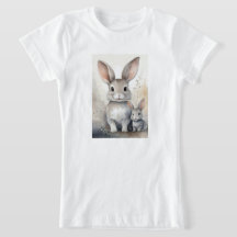 かわいいバニーがいる少女のTシャツ