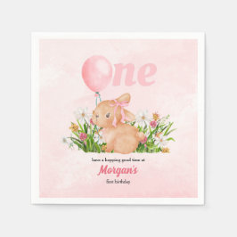 かわいいバニーがピンクの女の子を1人誕生 スタンダードカクテルナプキン