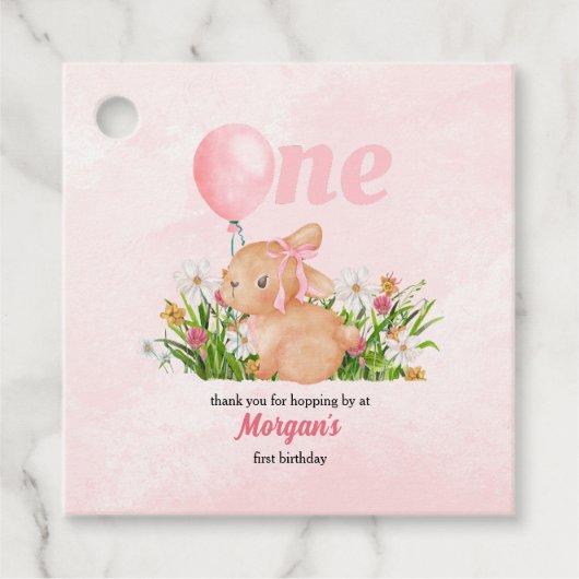 かわいいバニーがピンクの女の子を1人誕生 フェイバータグ (正面)