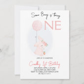 かわいいバニーが一つの誕生日 招待状 (正面)