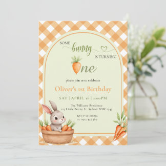 かわいいバニーが最初の誕生日 招待状