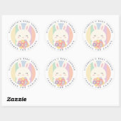 かわいいバニーが虹の赤ちゃんシャワーの途中にある ラウンドシール (シート)