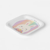 かわいいバニーが途中にあるフローラ赤ちゃんシャワー ペーパープレート (傾斜あり)