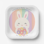 かわいいバニーが途中にあるフローラ赤ちゃんシャワー ペーパープレート (正面)