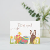 かわいいバニーとイースターエッグの休日ありがとう ポストカード (スタンド正面)