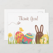 かわいいバニーとイースターエッグの休日ありがとう ポストカード (正面/裏面)