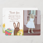 かわいいバニーとイースターエッグの写真誕生日 サンキューカード (正面/裏面)