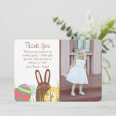 かわいいバニーとイースターエッグの写真誕生日 サンキューカード (スタンド正面)