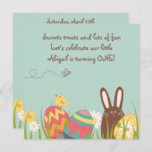 かわいいバニーとイースターエッグ1st誕生日招待状 招待状 (正面/裏面)