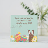 かわいいバニーとイースターエッグ1st誕生日招待状 招待状 (スタンド正面)