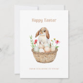 かわいいバニーとエッグハッピーイースターフラットグリーティング シーズンカード (正面)