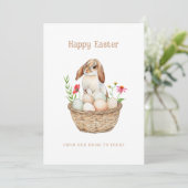かわいいバニーとエッグハッピーイースターフラットグリーティング シーズンカード (スタンド正面)