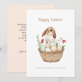 かわいいバニーとエッグハッピーイースターフラットグリーティング シーズンカード