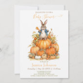 かわいいバニーとカボチャの秋ベビーシャワー サンキューカード (正面)