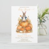 かわいいバニーとカボチャの秋ベビーシャワー 招待状 (スタンド正面)