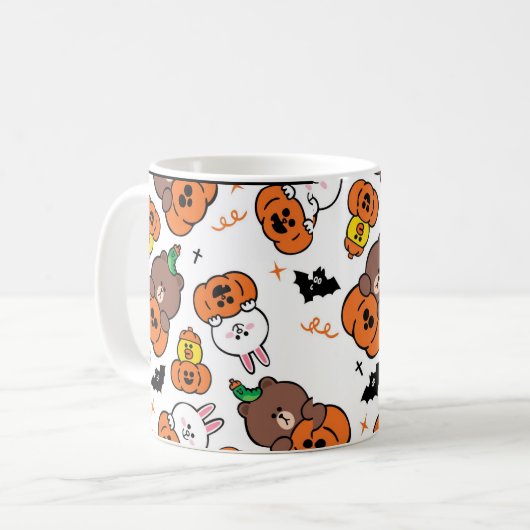 かわいいバニーとクマのハロウィン コーヒーマグカップ (正面左)