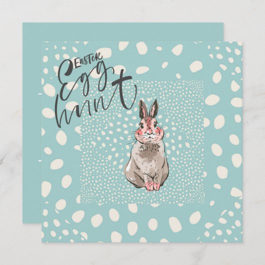 かわいいバニーとスポットイースターエッグ狩り 招待状 (正面/裏面)