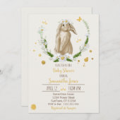 かわいいバニーとデイジー |ベビーシャワー招待状 招待状 (正面/裏面)