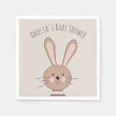 かわいいバニーとドットカスタムの赤ちゃんシャワー スタンダードカクテルナプキン (正面)