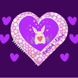 かわいいバニーとハートと花 ノートブック