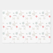 かわいいバニーとバルーンパーソナライズされた ラッピングペーパーシート (正面2)