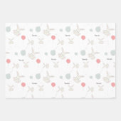 かわいいバニーとバルーンパーソナライズされた ラッピングペーパーシート (正面)