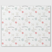 かわいいバニーとバルーン誕生日包装紙 ラッピングペーパー (フラット)