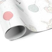 かわいいバニーとバルーン誕生日包装紙 ラッピングペーパー (ロールコーナー)