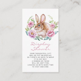 かわいいバニーとピンクの花リースディスプレイシャワー エンクロージャーカード