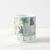 かわいいバニーとフローラパーソナライズされたマグカップ | カスタム コーヒーマグカップ (中央)