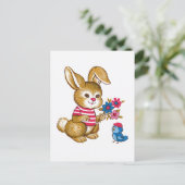 かわいいバニーとブルーバードポストカード ポストカード (スタンド正面)