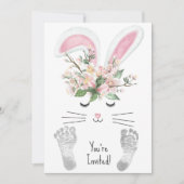 かわいいバニーとベビーガールシャワー 招待状 (正面)
