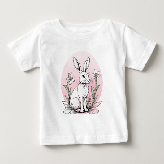かわいいバニーとユリ ベビーTシャツ (正面)