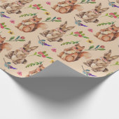 かわいいバニーとリスのパターンのラッピング紙 ラッピングペーパー (角)