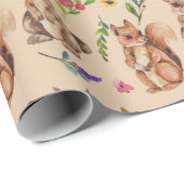 かわいいバニーとリスのパターンのラッピング紙 ラッピングペーパー (ロールコーナー)