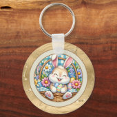 かわいいバニーと卵とフローラのハッピーイースター キーホルダー (裏面)